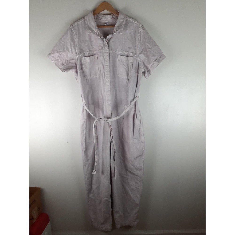 Old Navy Womens Light Pastel Purple Denim Jean Jumpsuit Tie Waist XXL